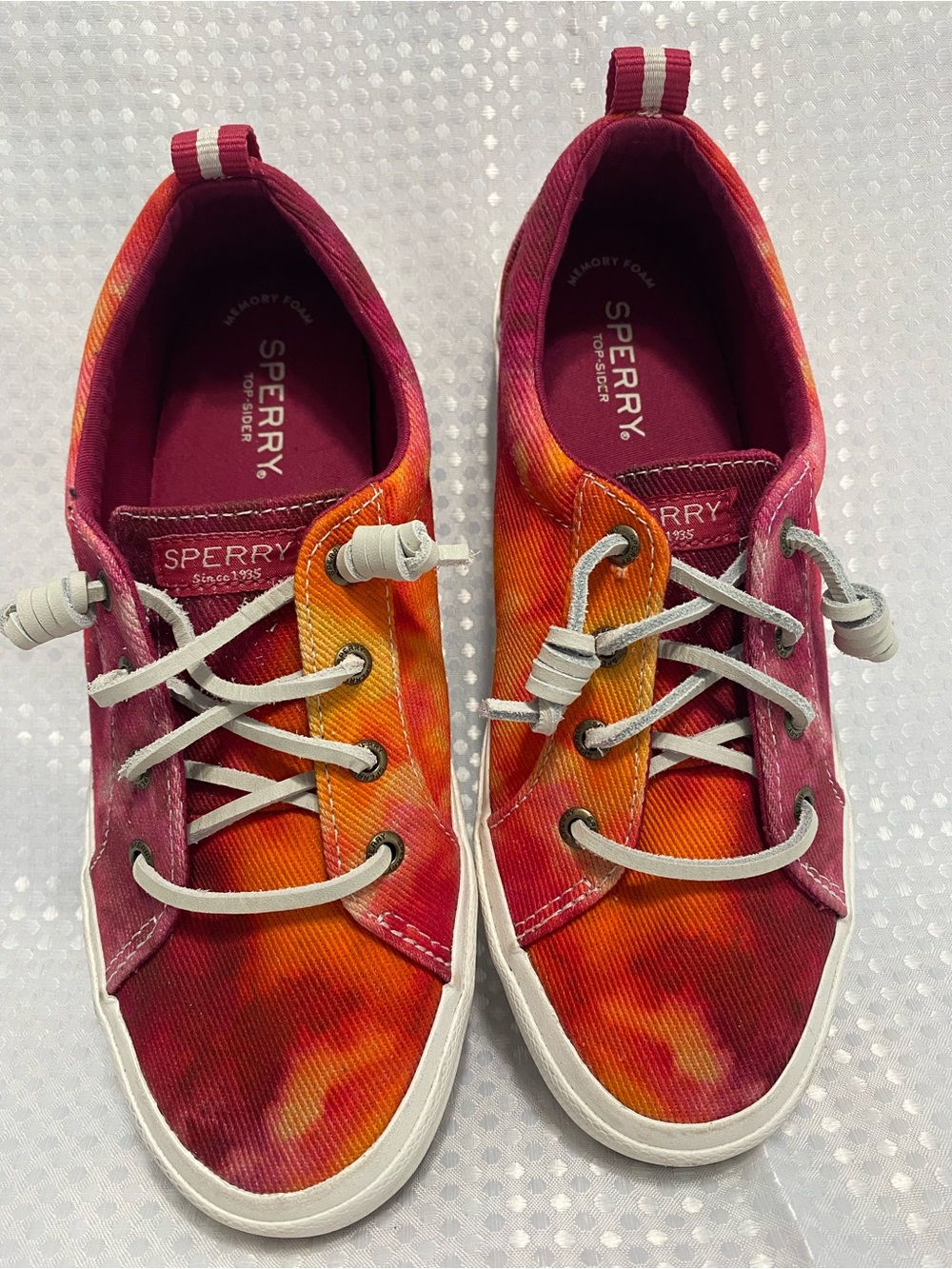 Sperry Red-Pink Tie-Dye Canvas Sneakers